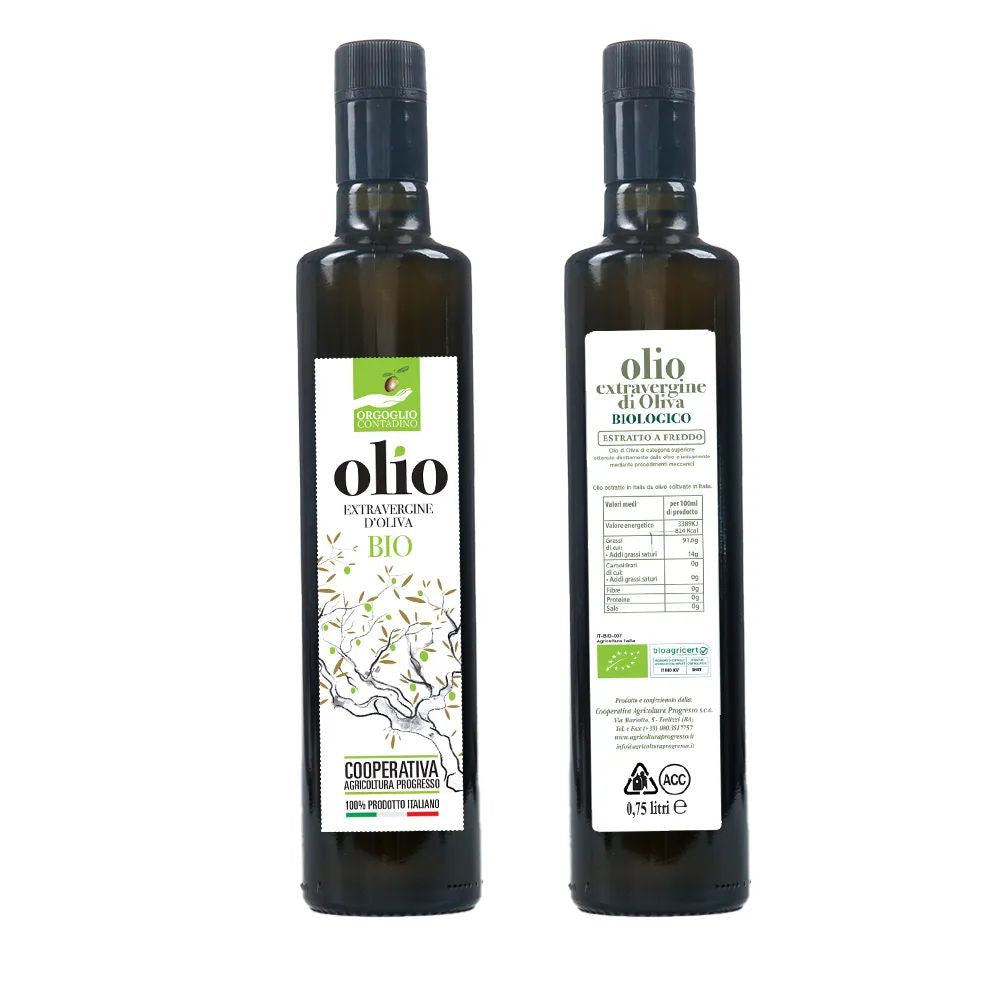 Bottiglia da 0.75 Lt. Olio Extravergine di Oliva 100% ITALIANO – BIOLOGICO