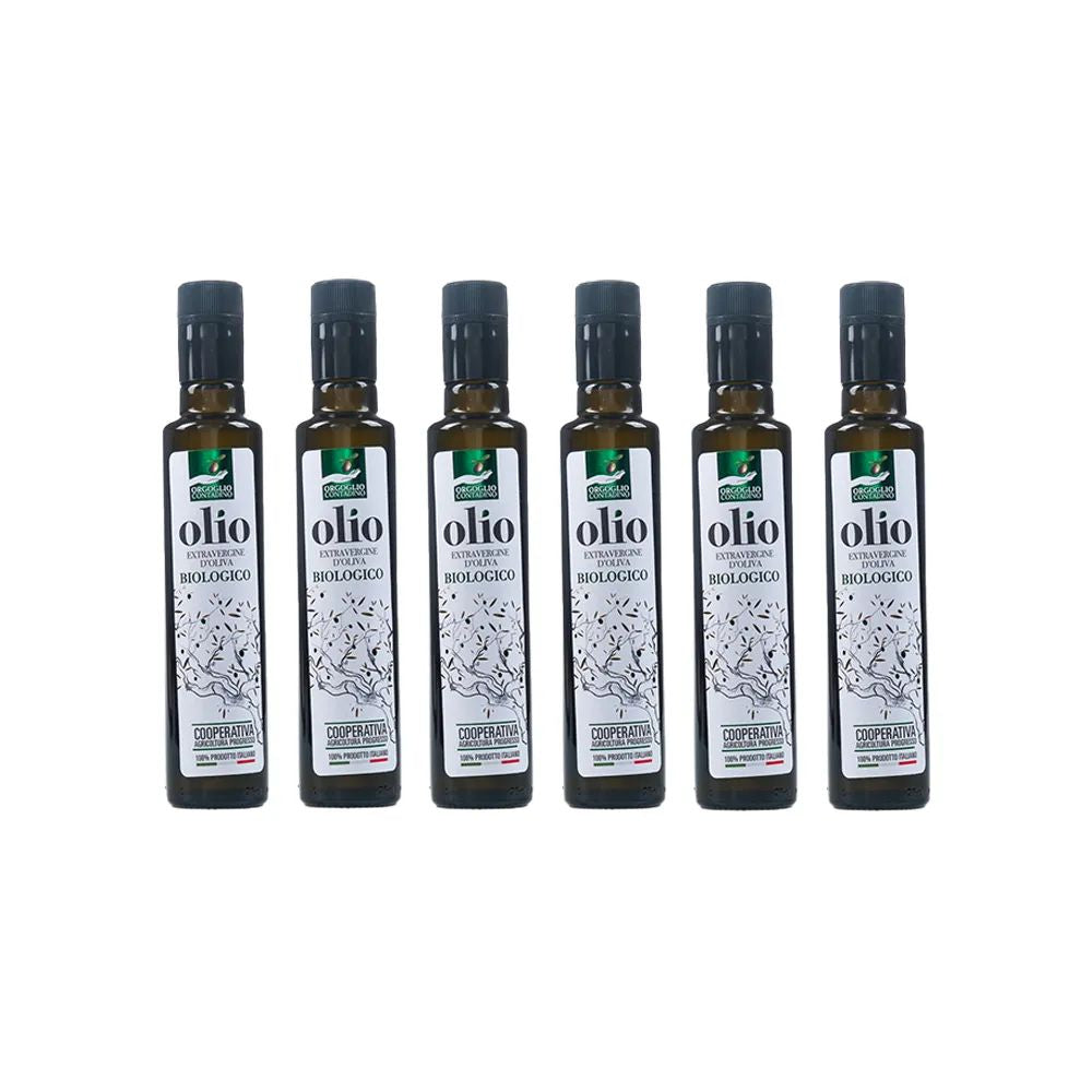 6 Bottiglie da 0.25 Lt. Olio Extravergine di Oliva 100% ITALIANO – BIOLOGICO