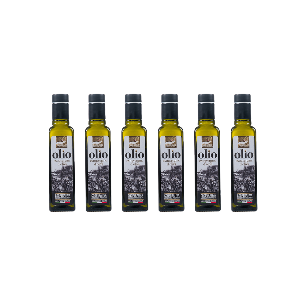 6 Bottiglie da 0.25 Lt. Olio Extravergine di Oliva 100% ITALIANO – Campagna Olearia ’25/’26