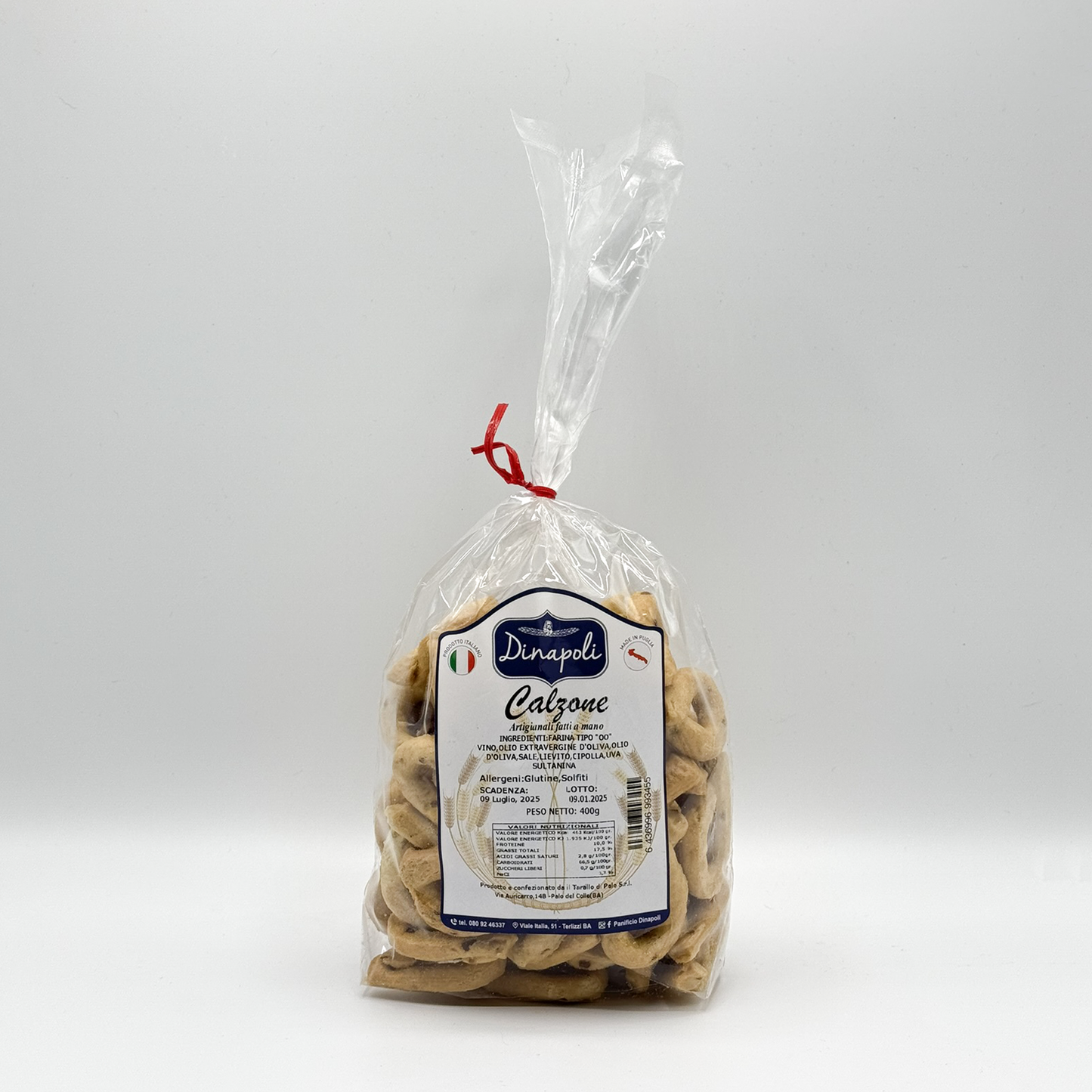 Taralli Pugliesi Artigianali al Calzone fatti fatti a Mano con Olio Extra Vergine di Oliva 400gr