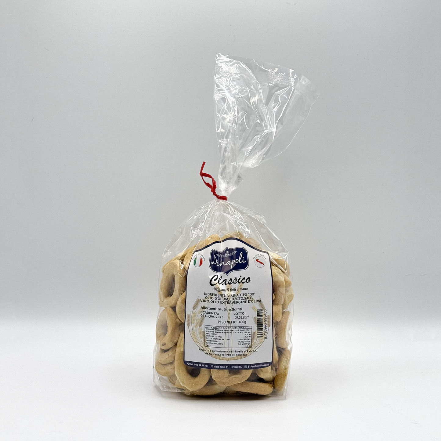 Taralli Pugliesi Artigianali Classico Fatti a Mano con Olio Extra Vergine di Oliva 400 gr