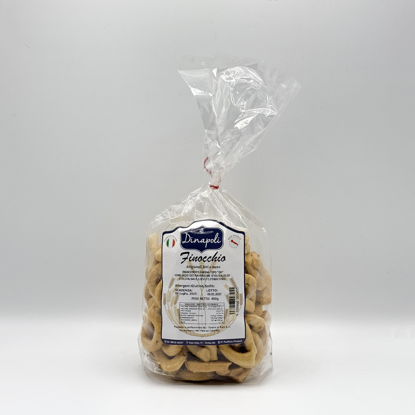 Taralli Pugliesi Artigianali al Finocchio fatti a Mano con Olio Extra Vergine di Oliva 400gr