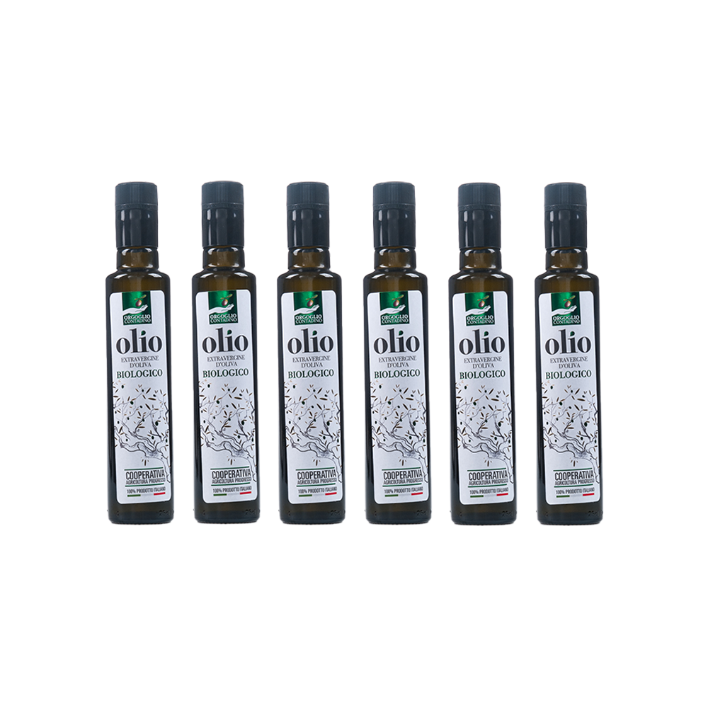 6 Bottiglie da 0.25 Lt. Olio Extravergine di Oliva 100% ITALIANO – BIOLOGICO – Campagna Olearia ’25/’26