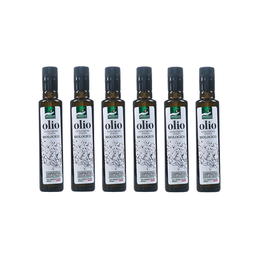 6 Bottiglie da 0.25 Lt. Olio Extravergine di Oliva 100% ITALIANO – BIOLOGICO – Campagna Olearia ’25/’26