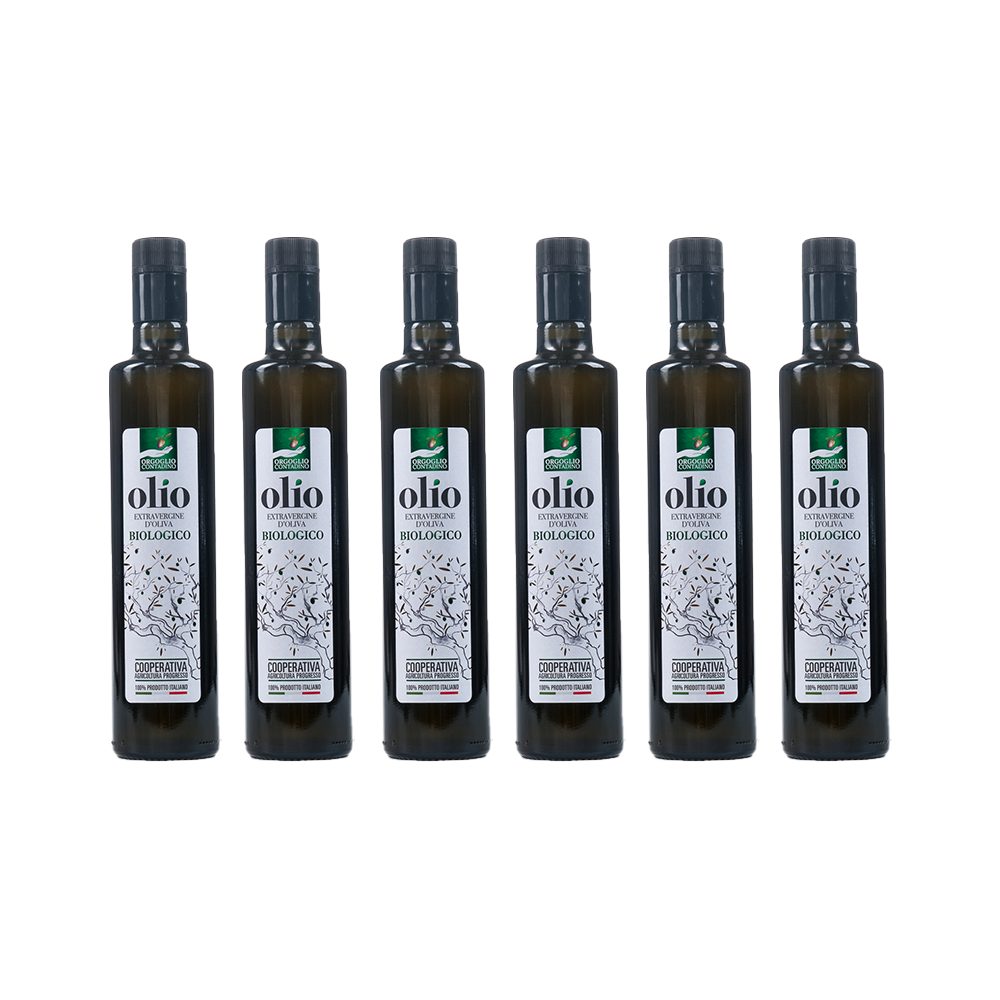 6 Bottiglie da 0.50 Lt. Olio Extravergine di Oliva 100% ITALIANO – BIOLOGICO – Campagna Olearia ’25/’26