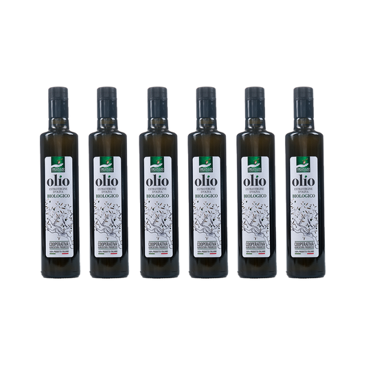 6 Bottiglie da 0.50 Lt. Olio Extravergine di Oliva 100% ITALIANO – BIOLOGICO – Campagna Olearia ’25/’26