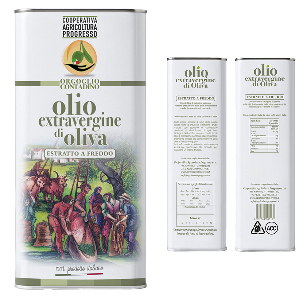 Lattina da 1 lt di Olio Extravergine di Oliva 100% ITALIANO – Campagna Olearia ’25/’26